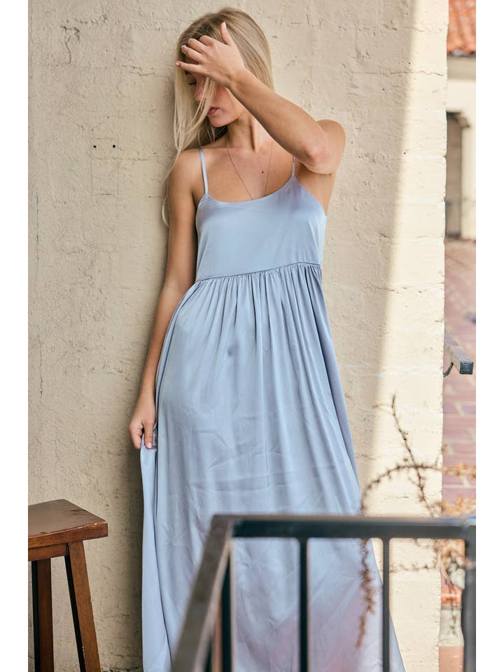 Lara Daisy - Wholesale Dress - Women's - Satin Tie-back Camisole Midi Dress
