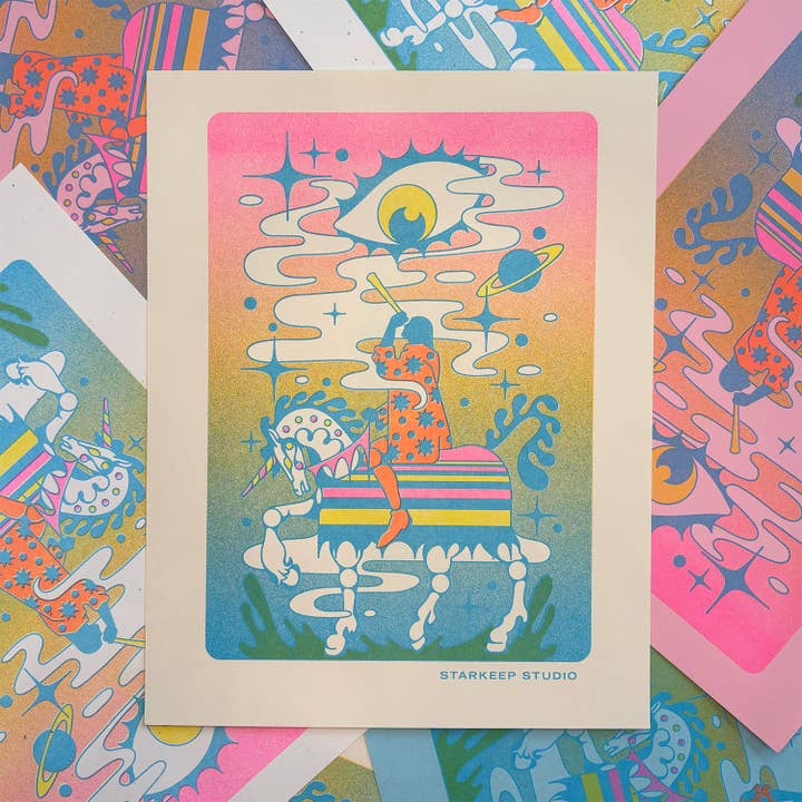 Seeker Risograph Print | 8.5x11 Riso Print for wholesale by StarKeep Studio
