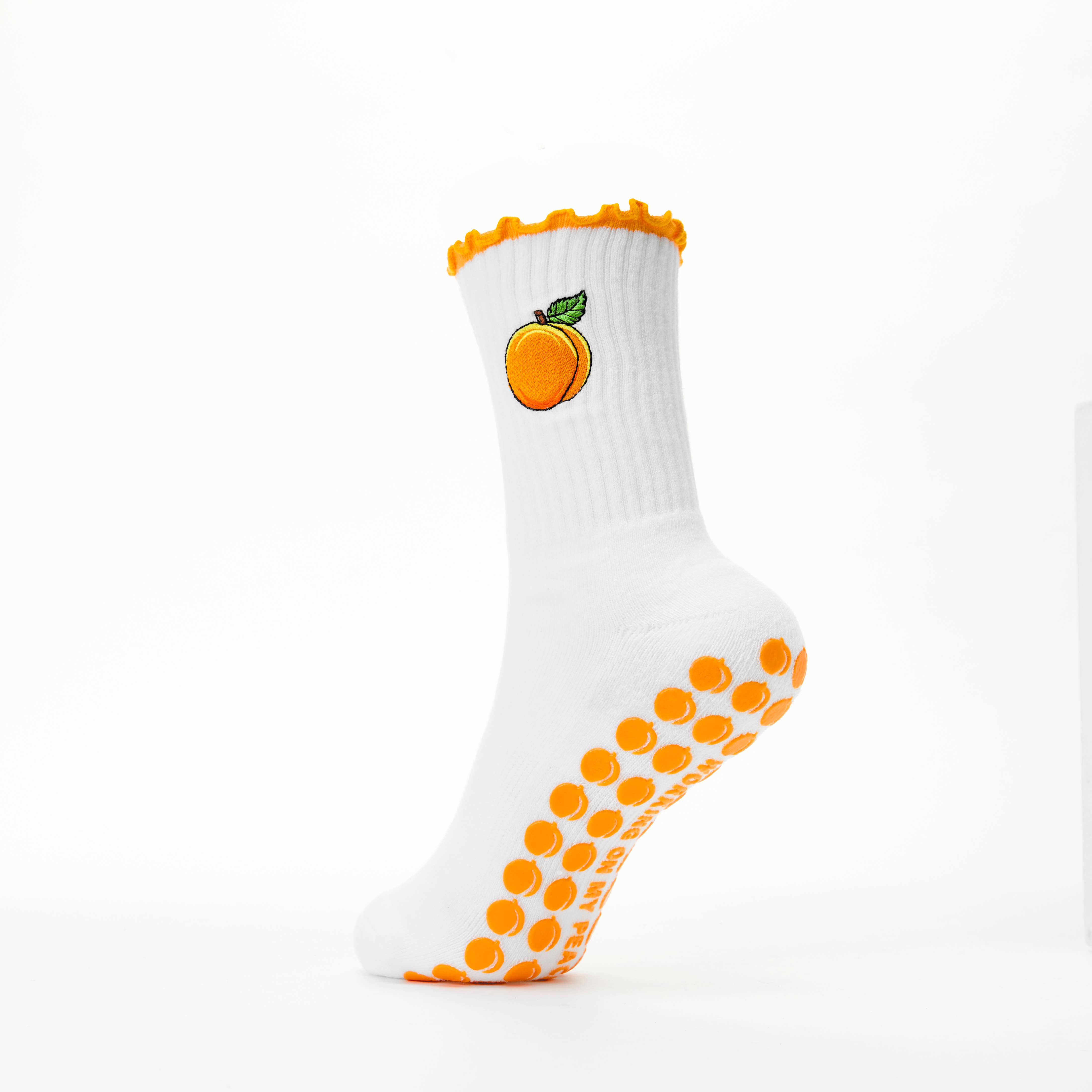 Hvid Arbejd på min fersken grebssokker for engroshandel på Faire7