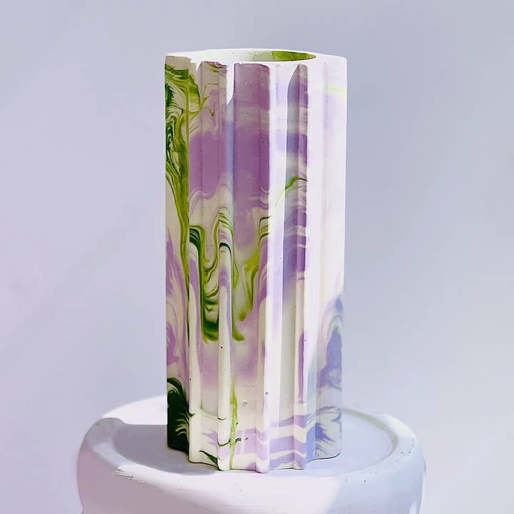 Medium Bud Vase or Storage Pot Marbled in Olive for wholesale by Misshandled