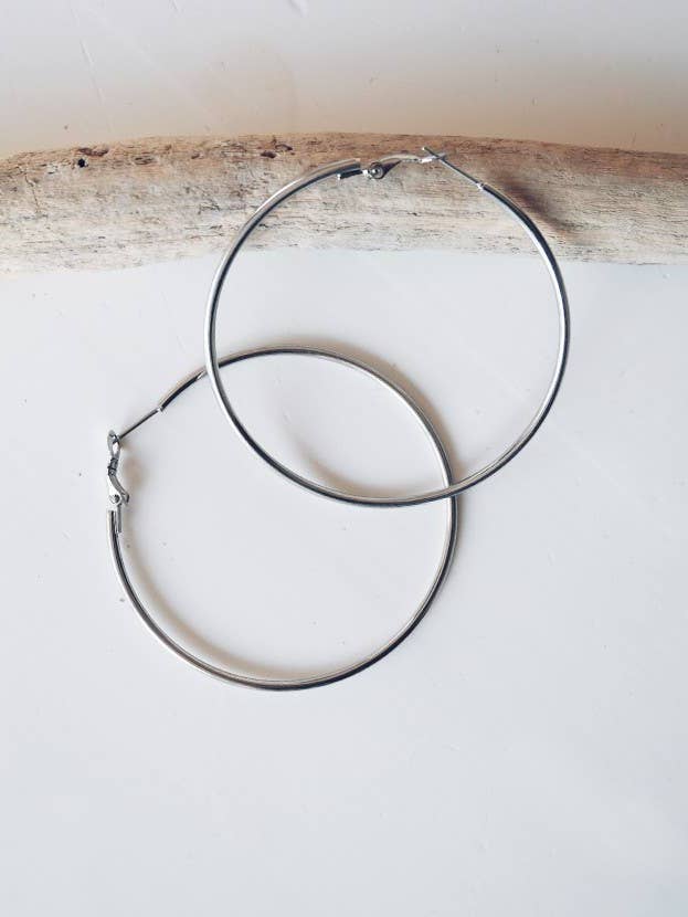 Eline silver rostfritt stål hoop örhängen för wholesale av Noosa