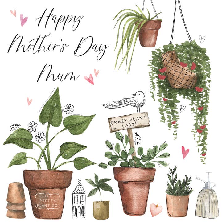 Happy Mother’s Day Mum - crazy plant lady - houseplants for wholesale by Katie Phythian Design