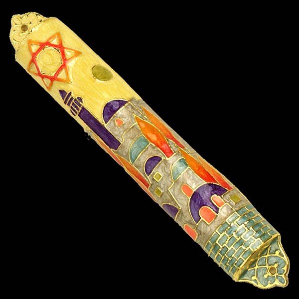 Mezuzah Case, "Jerusalem", Large for wholesale by Jewish Educational Toys