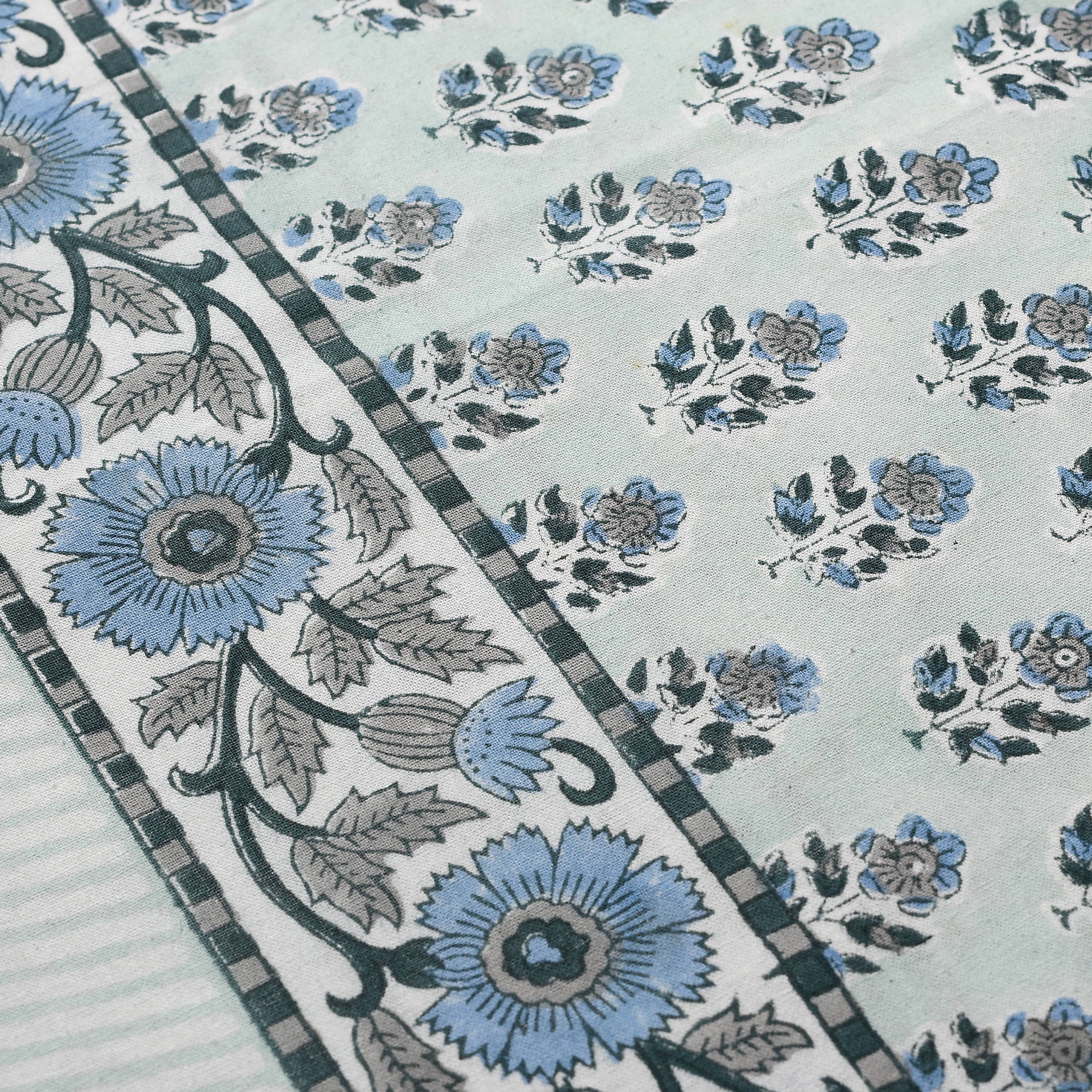 Cotton Print Club - Wholesale Tablecloth - Poppy Blue Block Print Tablecloth6