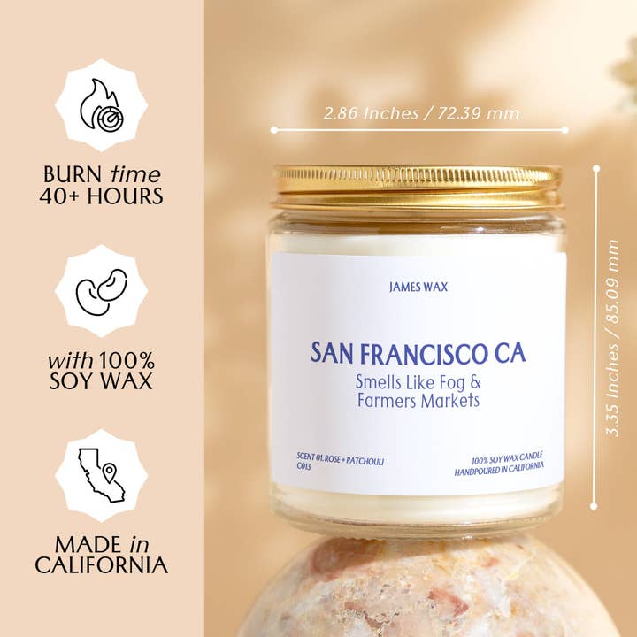 James Wax - Wholesale Jar/Filled Candle - San Francisco Candle Travel Gift C0133