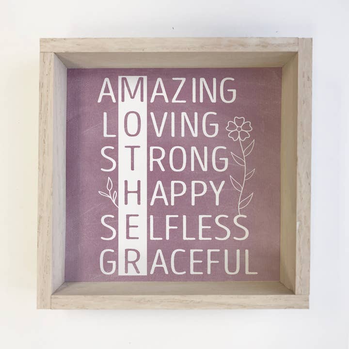 Hangout Home - Wholesale Sign - Mothers Amazing Loving Strong - Mothers Day Gift Word Art