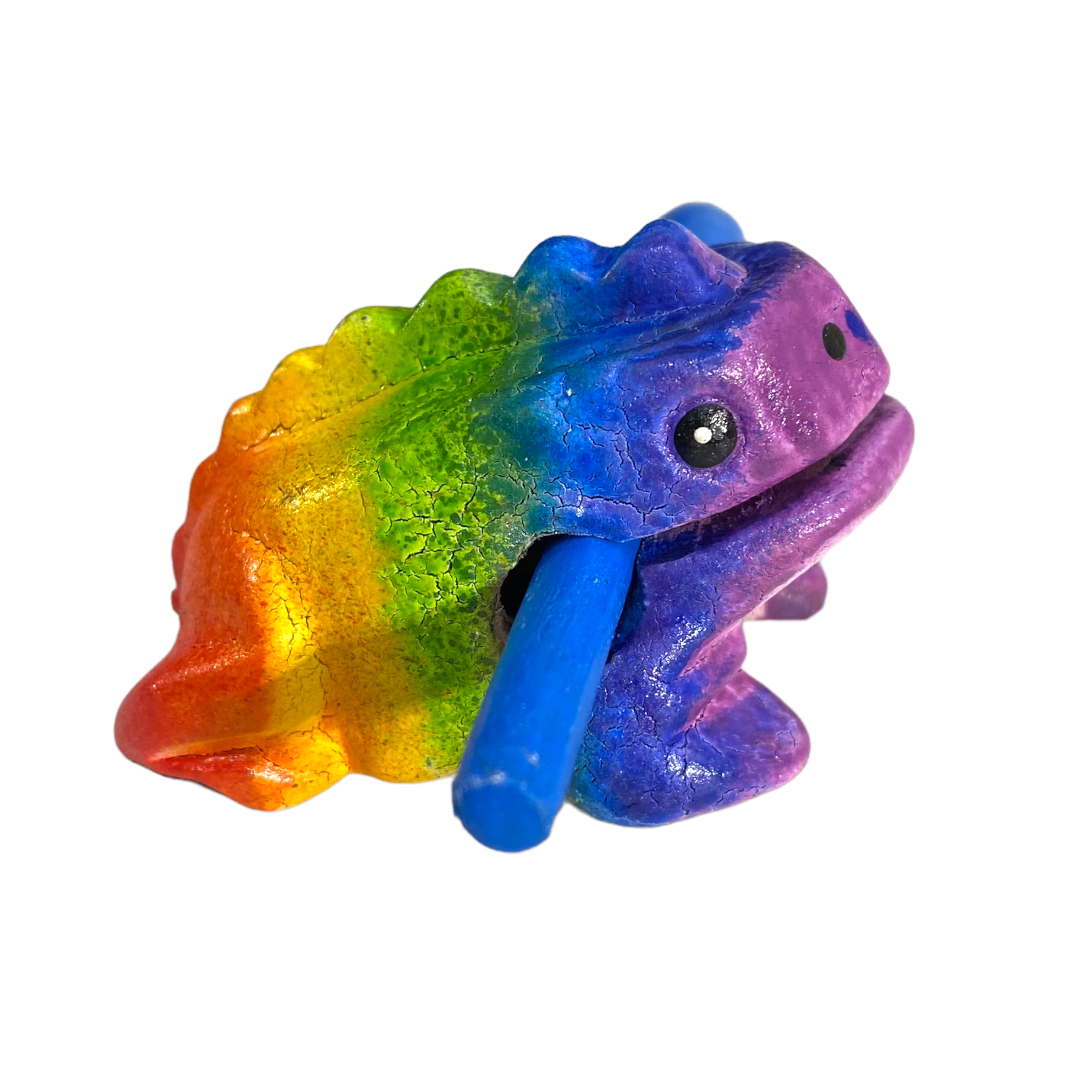 Music Frog Co - Vendita all'ingrosso Gioco musicale - Bambini e neonati - Strumento a percussione rana musicale in legno arcobaleno piccolo da 2"2