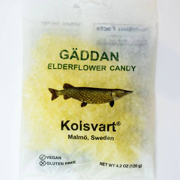 Sweetish- Swedish Candy Wholesale - Wholesale Gummy - Kolsvart Elderflower Gummy Swedish Fish 4.2oz Bag