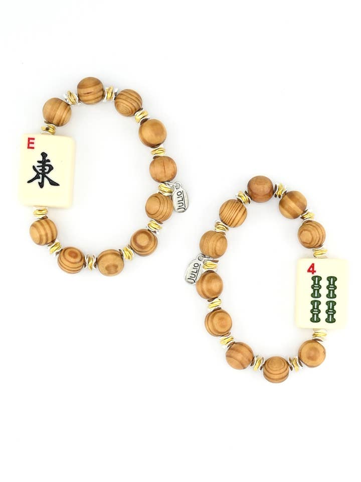 Mahjong Mah Jongg Tegel Stretch Armband met Echte Tegel voor wholesale door Julio Designs