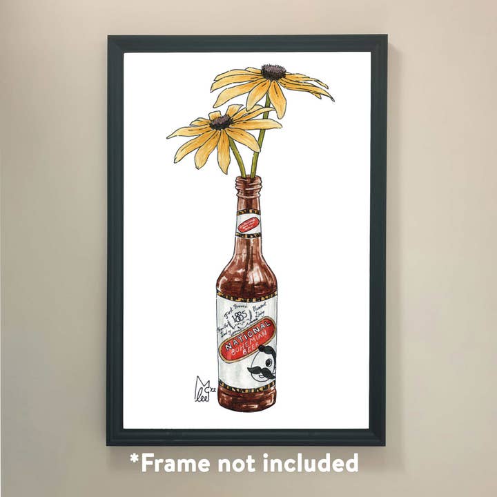 Maryland Black-eyed Susan i National Bohemian Beer ArtPrint for engroshandel hos Lee McGuire Art