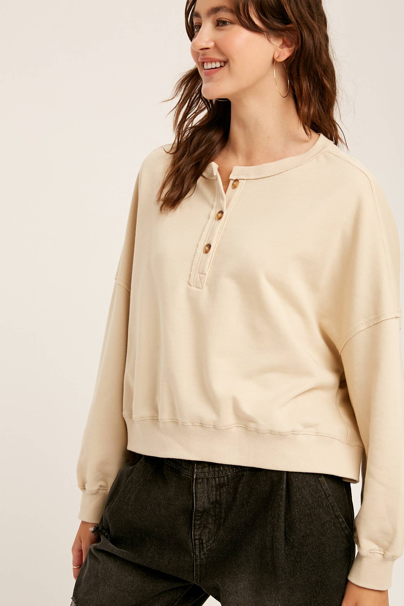 Listicle - Wholesale Knit Top - Women's - Henley Button Soft Knit Top LT111218