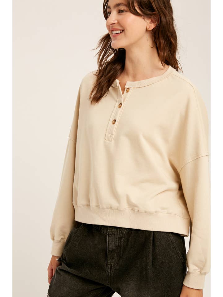 Listicle - Wholesale Knit Top - Women's - Henley Button Soft Knit Top LT111218