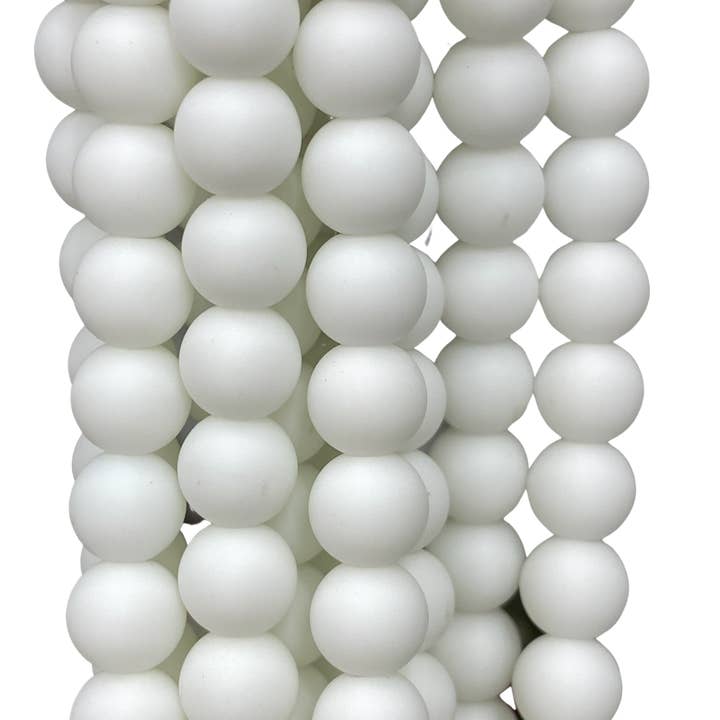 Weiße Jade - (Matt) - Rund/Glatt für den Großhandel von The Bead District