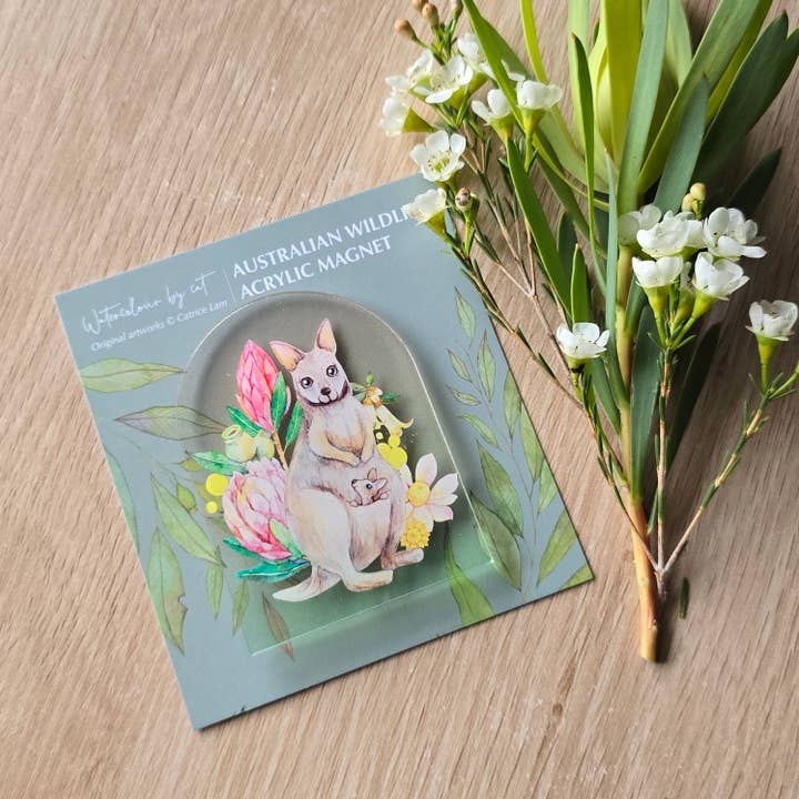 Watercolour By Cat - Wholesale Magnet - Australian Animals Kangaroo Magnet 2