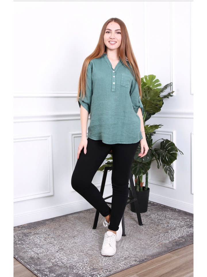 LÉA & LUC - Wholesale Button Down Shirt - Women's - 100% Linen Blouse REF. 6367