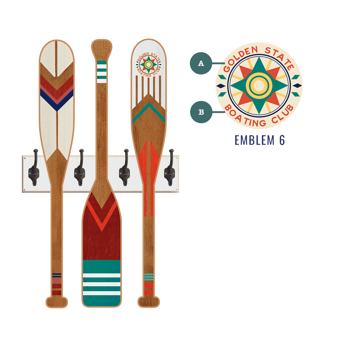 Old Wood Signs - Wholesale Wall Accent - Oar Coatrack - Classic Trio Edition10