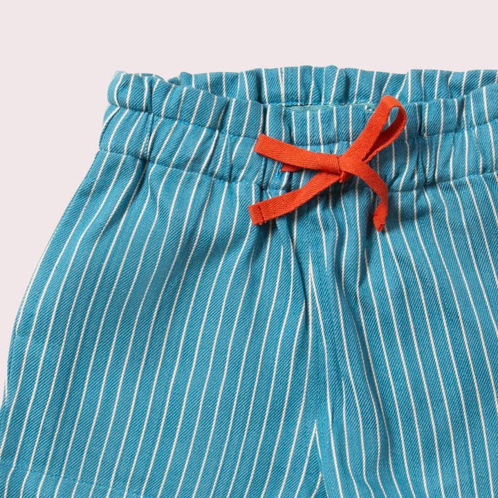 Horizon Blue Striped By The Sea Twill Shorts for wholesale on Faire