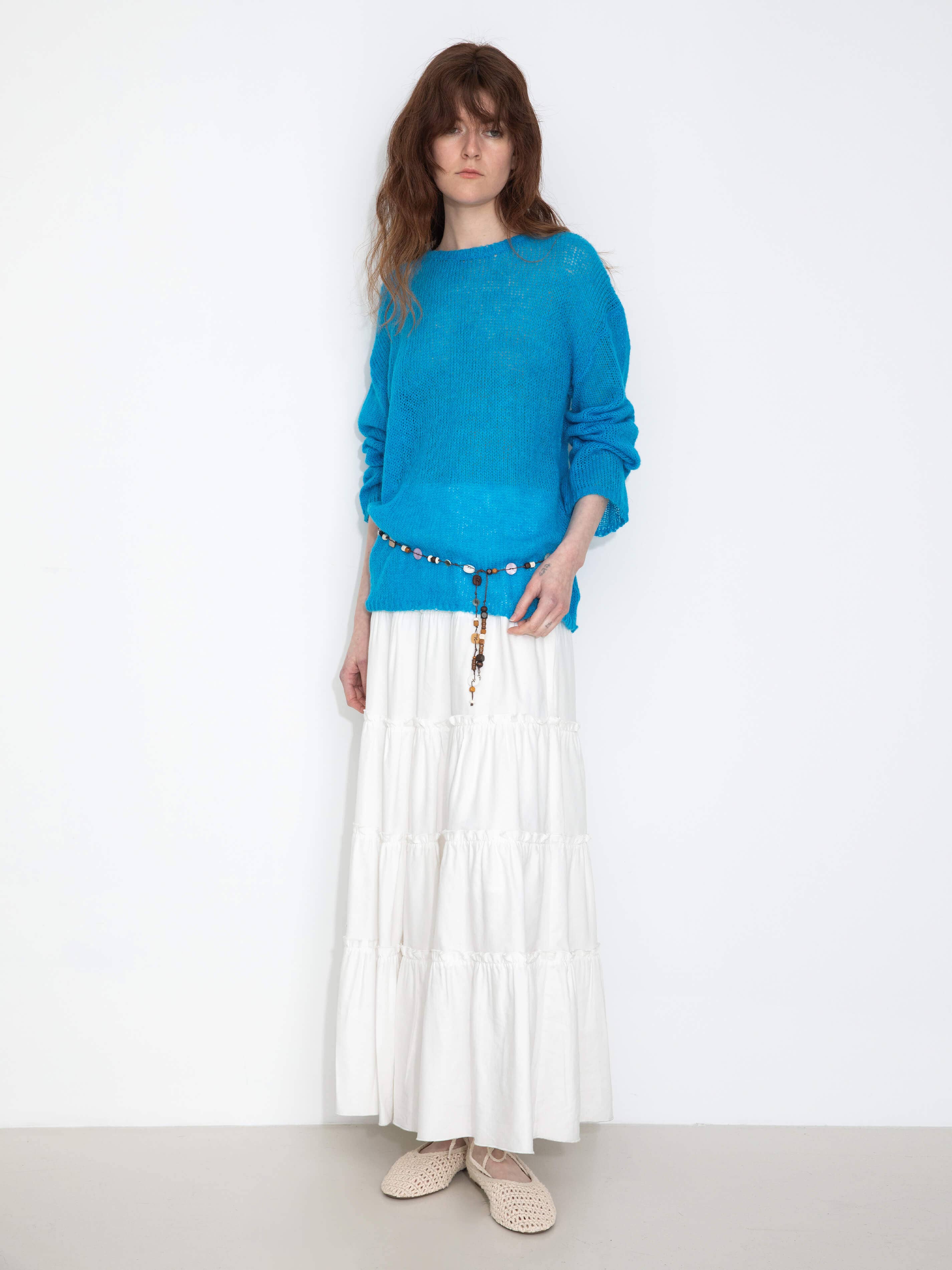 Blue Oversized Open-Knit Sweater for wholesale on Faire4