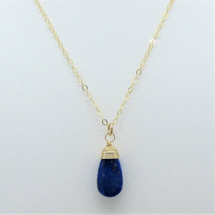 Lapis Lazuli Teardrop Necklace for wholesale by J. Mills Studio