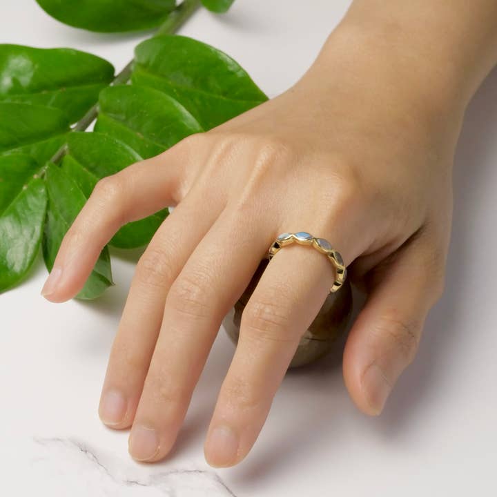 Marquise Cut Labradorite Band for wholesale by Baizaar