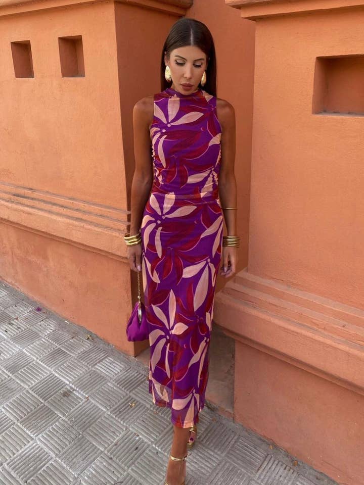 LORIANE - Wholesale Dress - Women's - 10681RA One Size Sleeveless Printed Maxi Dress