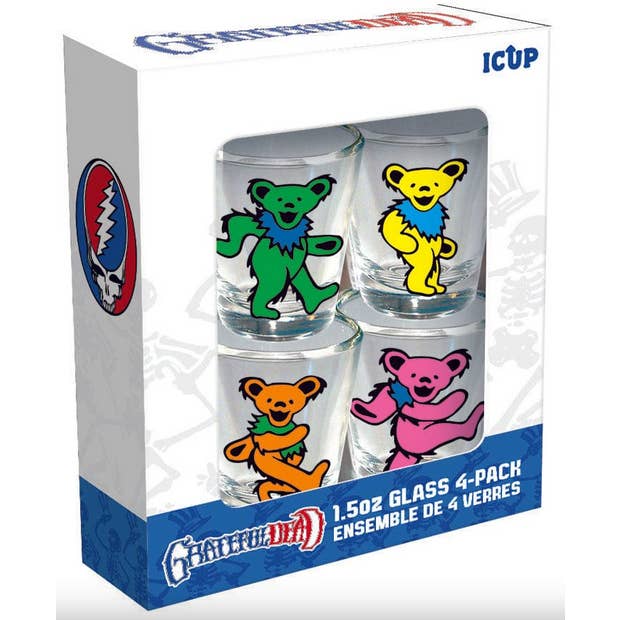 Gypsy Rose - Wholesale Shot Glass - Grateful Dead Dancing Bears Mini Shot Glass 4 Pc Set