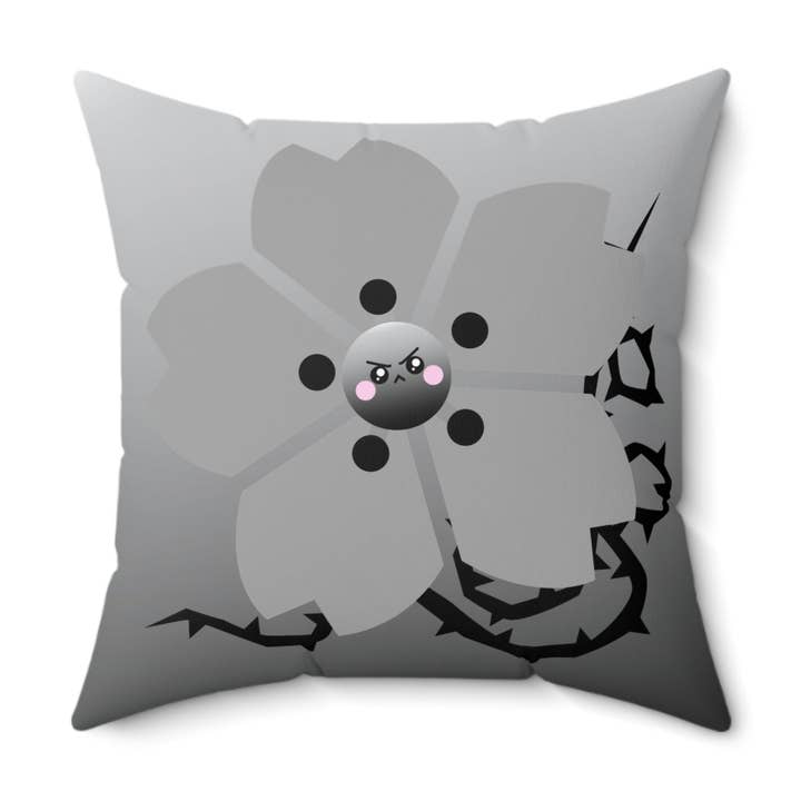 Grumpy Cherry Blossom Faux Suede Square Pillow for wholesale by Once Upon a Find Couture