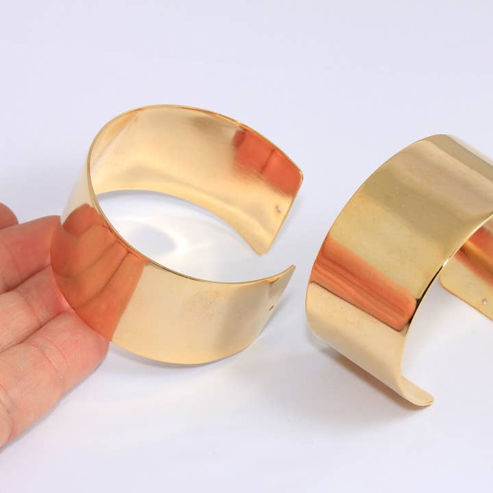 30mm 24k Shiny Gold Flat Bracelet Bangle, CHK228-1 for wholesale by QueenJewelryM