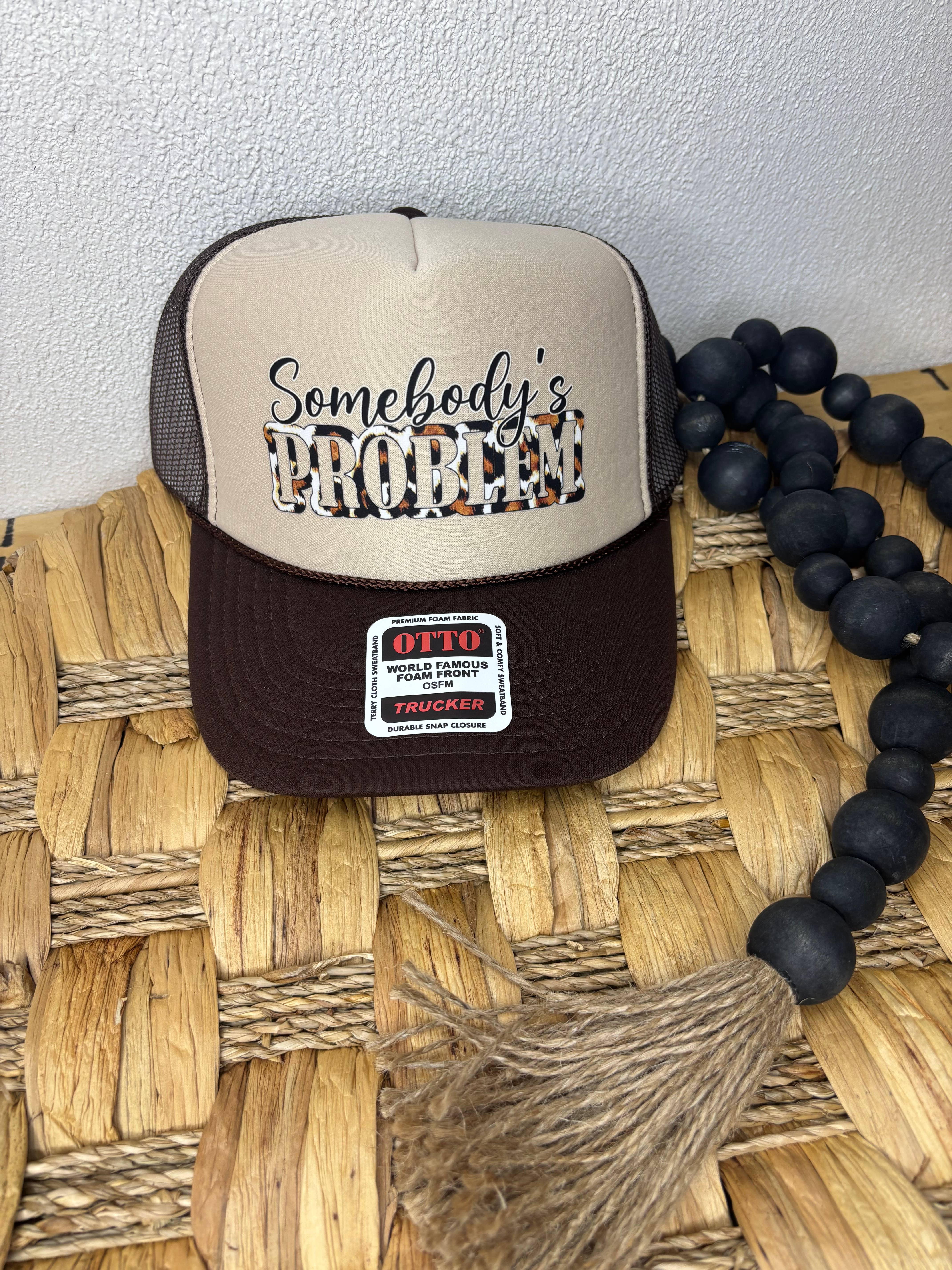 Pink August - Wholesale Trucker Hat - Women's - Somebody's Problem Leopard Trucker Hat