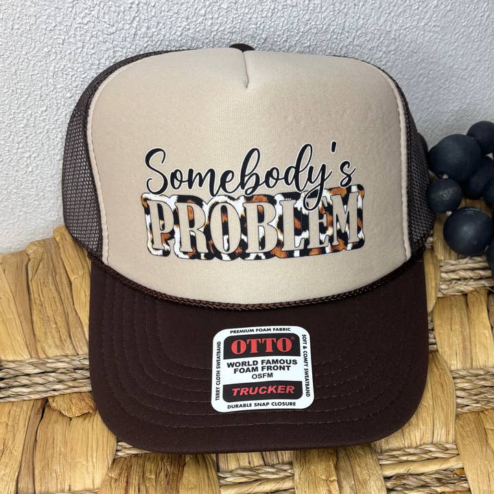 Pink August - Wholesale Trucker Hat - Women's - Somebody's Problem Leopard Trucker Hat 0