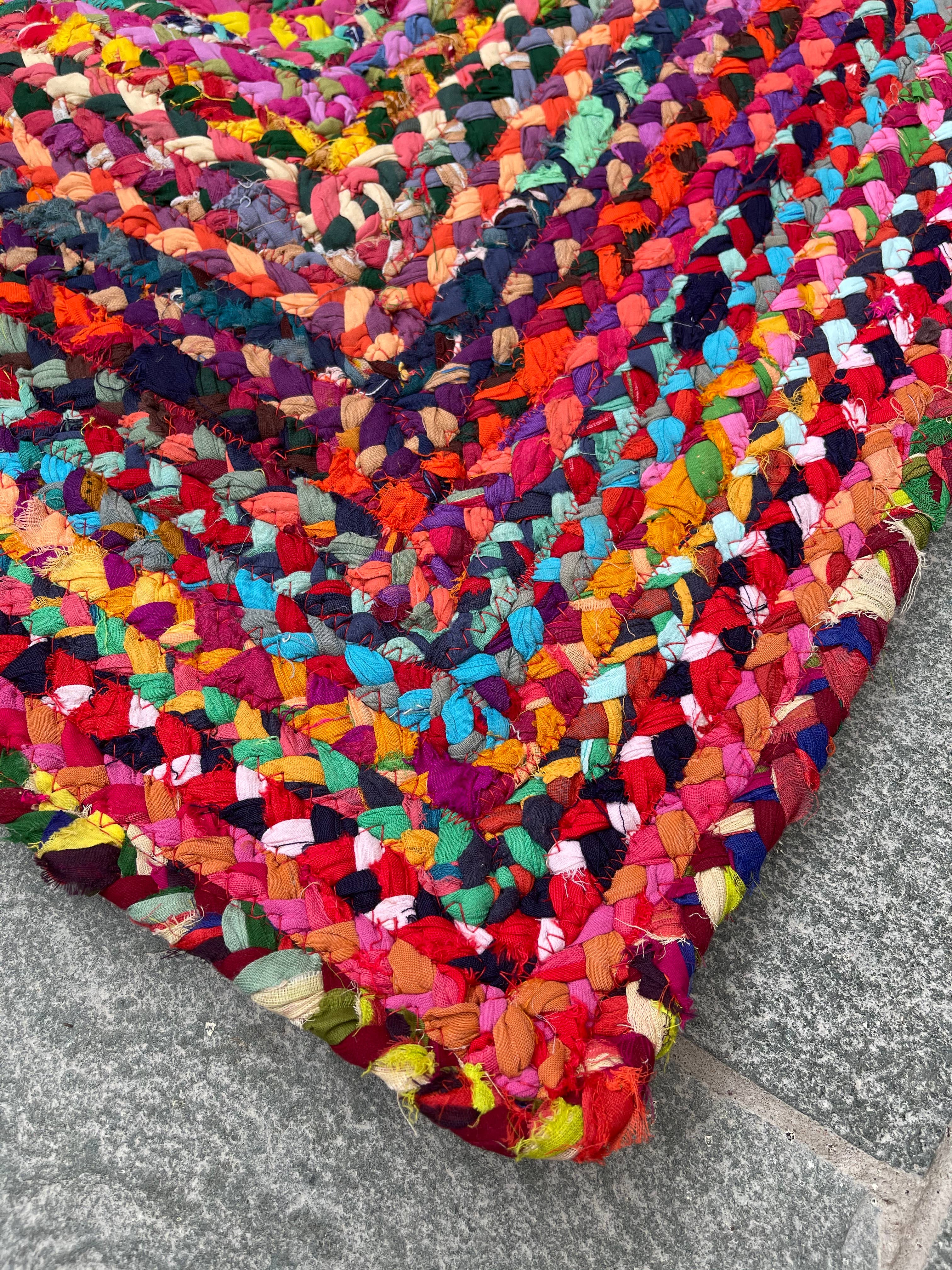 Second Nature Online – wholesale Area rug – SUNDAR Multi Color Area Rug Braided with Recycled Fabric7