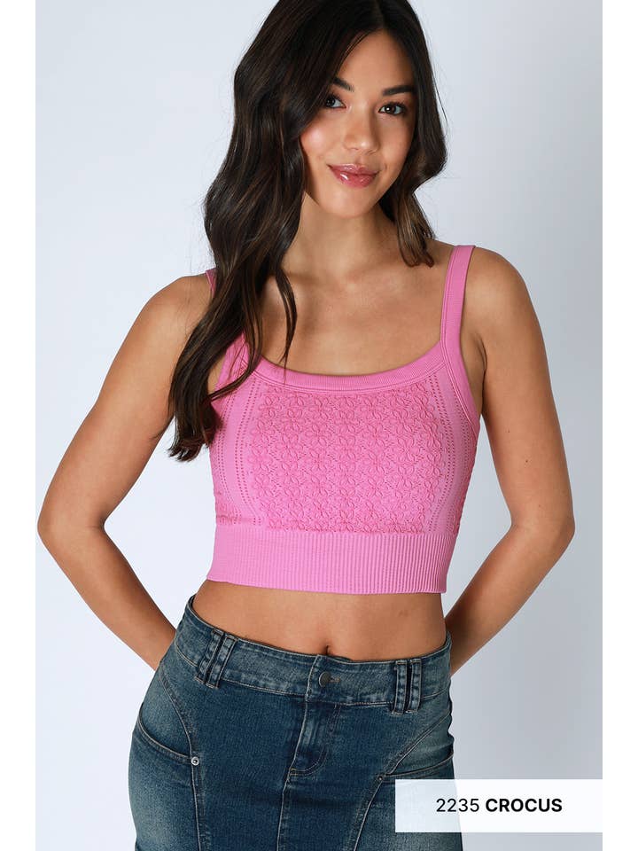 NIKIBIKI - Wholesale Knit Top - Women's - NS8351- Floral Lace Ribbed Crop Top2