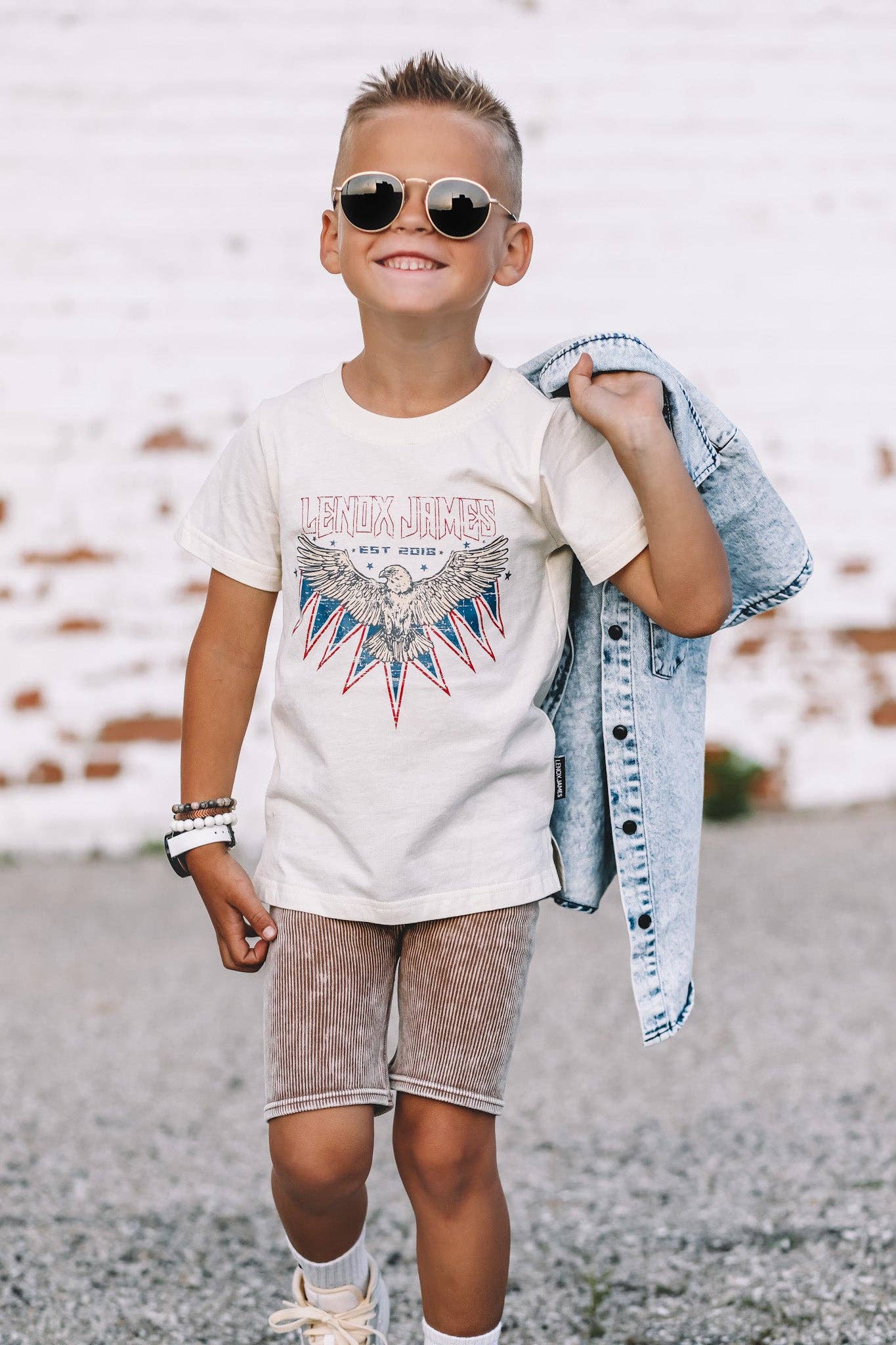 LENOX JAMES - Wholesale Shorts - Kids - ACID WASH BIKER SHORTS - COCONUT1