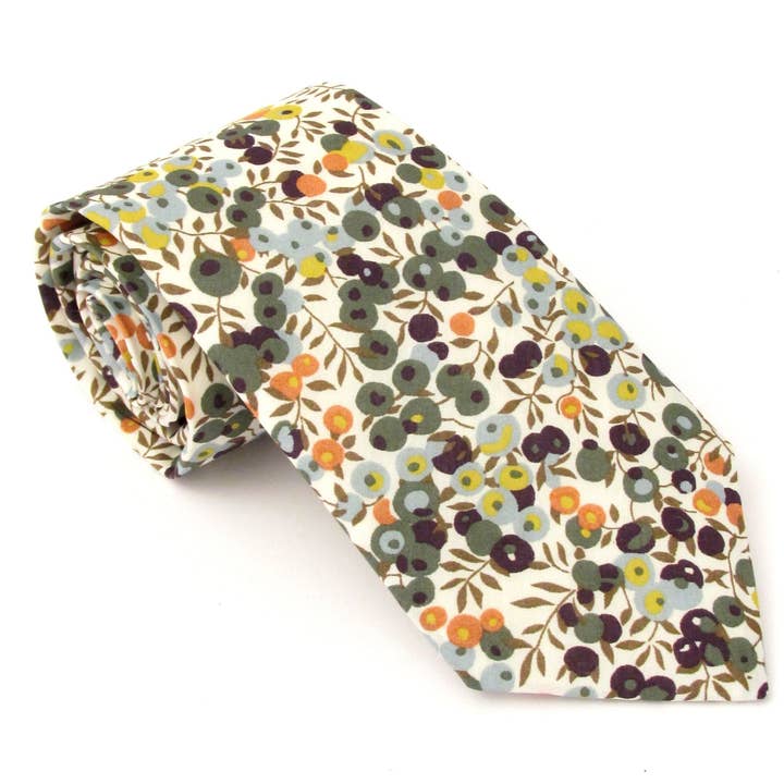 Wiltshire Bud Green Cotton Tie Made With Liberty Fabric for wholesale by Cecil Jones