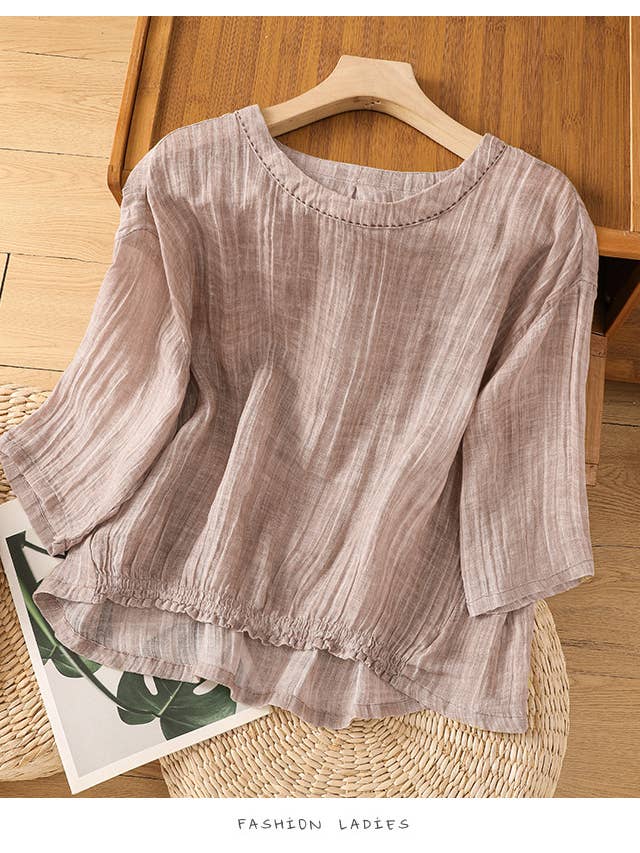 Whisper Mint - Wholesale Blouse - Women's - vintage cotton linen blouses tops women