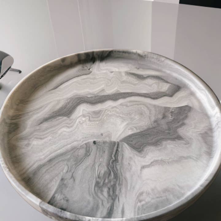 My Milky Candle - Wholesale Decorative Tray - large round handmade Jesmonite tray in marble or plain colors