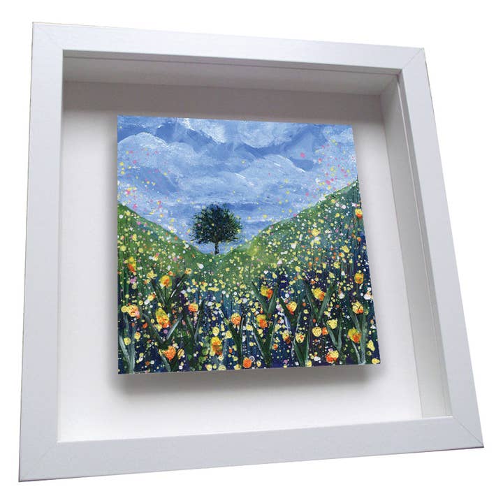 Sycamore Gap Spring Framed Ceramic Tile for wholesale by Emily Ward Art
