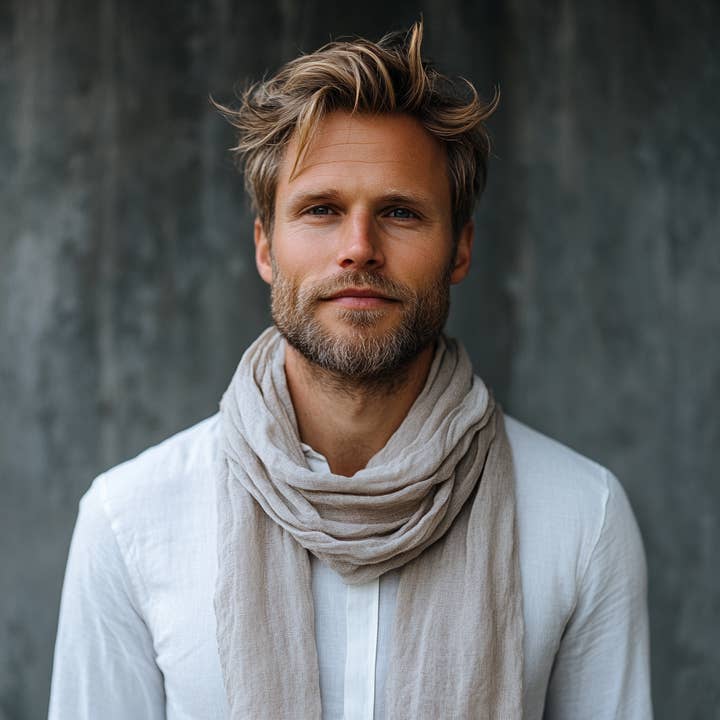 NorraVilla - Wholesale Scarf - Women's - Linen Scarf Unisex NAVY in several colors for men or Women 3