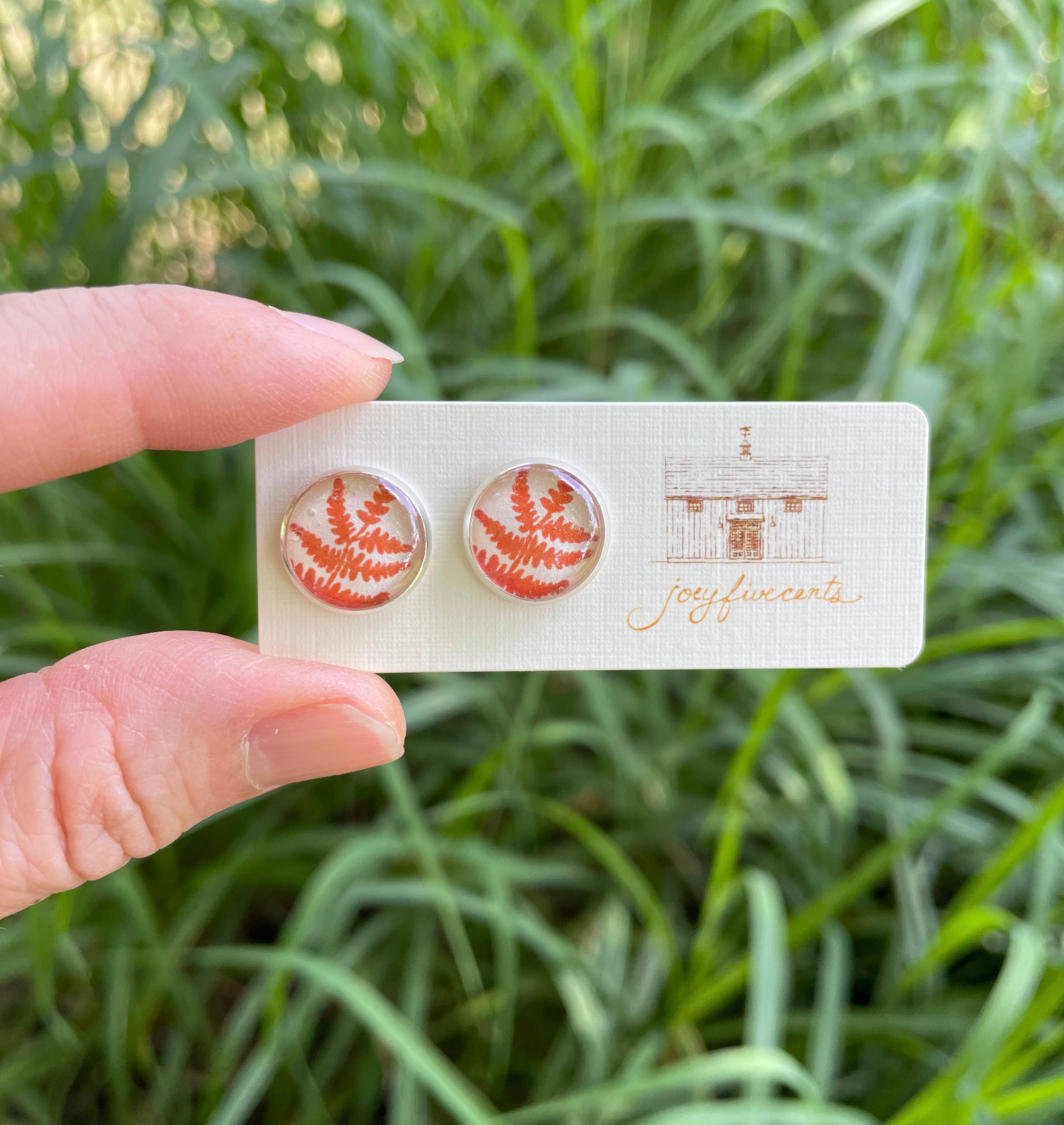 joeyfivecents – Engroshandel Ørestikkere – Studs - stor sølv, håndstemplet mandarin haven collectn4