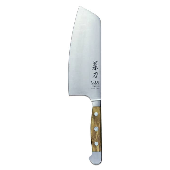 Ginza Steel - Wholesale Kitchen/Utility Knife - ALPHA OLIVE | Chai Dao Chinese Chef Knife 6 1/2" Blade | Forged Steel/Olive Wood Handle3