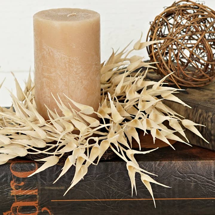 Impressive Enterprises, Inc. - Wholesale Wreath - 530065- 12in(3.5in) Twig Wreath-Cream Bearded Wheat Grass3