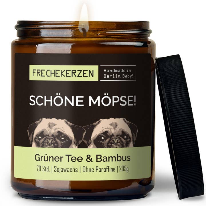mysoy® Duftkerzen-Manufaktur – Großhandel Kerze im Glas / gefüllte Kerze – Duftkerze mit Spruch | schöne möpse!| Geschenk Soja13