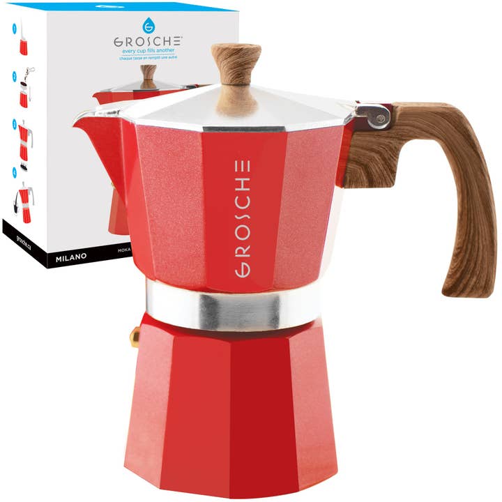 GROSCHE International - Vente Machine à expresso - Machine à expresso pour cuisinière GROSCHE MILANO - Rouge
