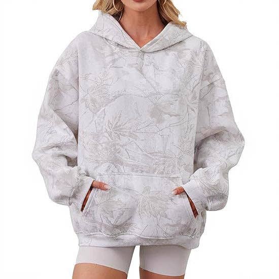 EmberLoom – Großhandel Hoodie – Damen – Damen Vintage Print V-Ausschnitt Locker Geschnittenes Kapuzenpullover in Übergröße5