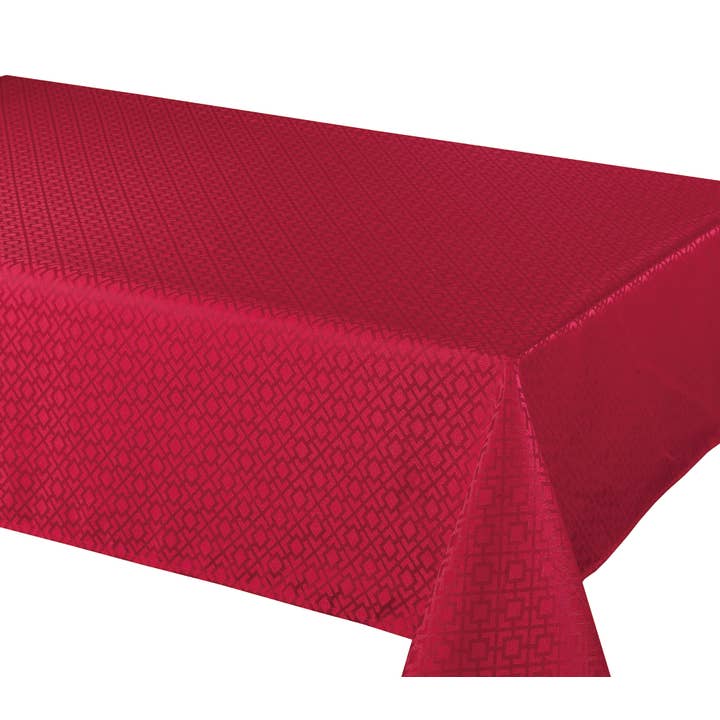 Texstyles Deco Inc. - Wholesale Tablecloth - Quad Jacquard - Red - 100% Polyester Tablecloth