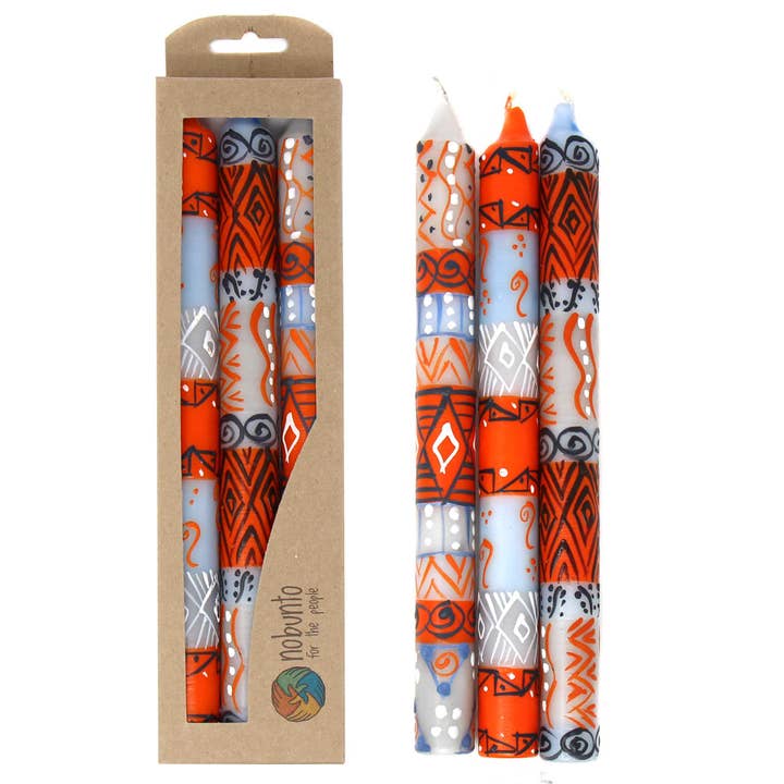 Kukomo Hand Painted Dinner Candle - set of 3 for wholesale by Global Crafts