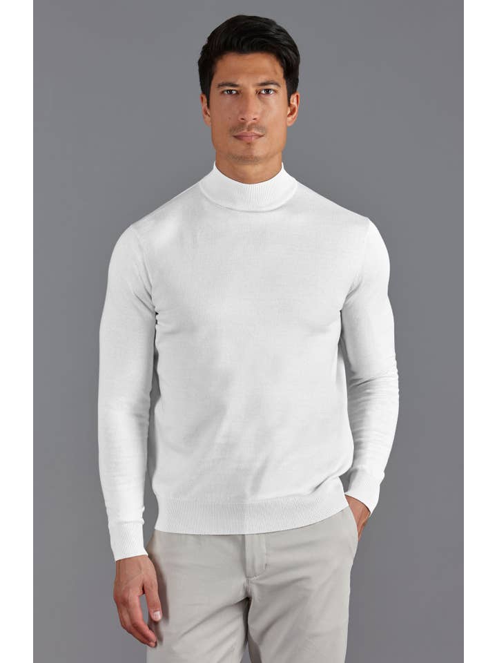 Paul James Knitwear - Wholesale Knit Sweater - Men's - Mens Ultra Fine Cotton Mock Turtle Neck Jumper45