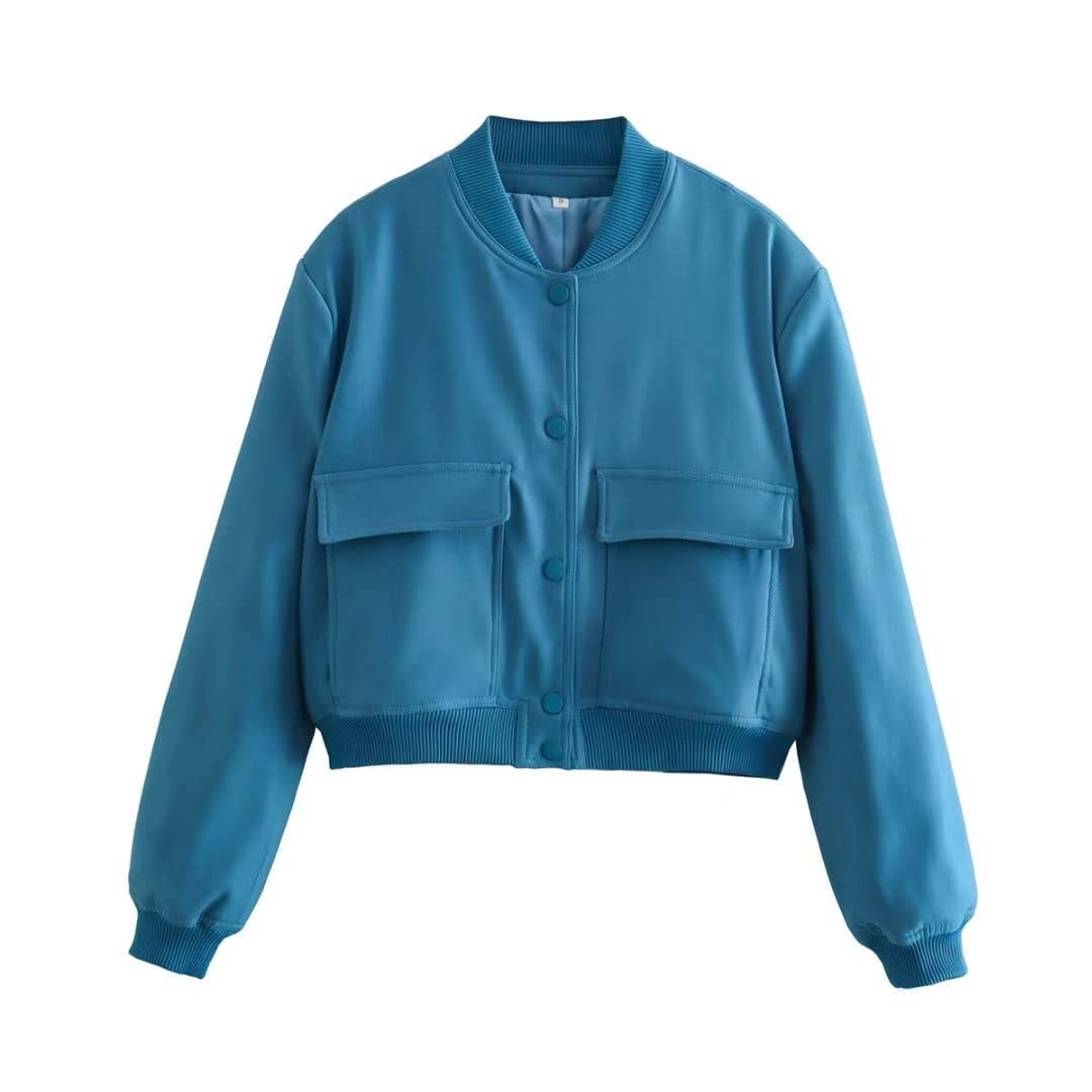 HIDDENBRAND - Wholesale Bomber Jacket - Women's - relaxed button through cropped bomber jacket4