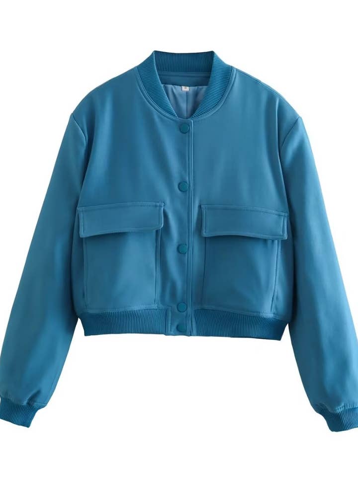 HIDDENBRAND - Wholesale Bomber Jacket - Women's - relaxed button through cropped bomber jacket11