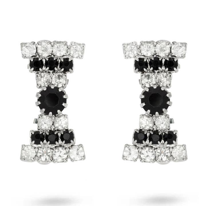 Pendientes vintage de clip con lazo de cristal negro para venta al por mayor de Gold Trip